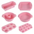 Set di stampi da forno in silicone rosa, con stampo per plumcake e teglie per muffin. - Rosa