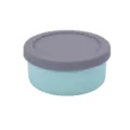 Round silicone food storage container with grey lid, perfect for lunch, fruit, and microwave use. - 300ml / Blue