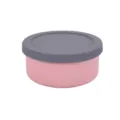 Pink and grey round silicone lunch box, food grade storage container for kitchen and picnic. - 300ml / Pink