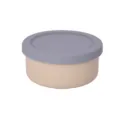 Round silicone food storage container with lid, durable microwave safe bento lunch box. - 300ml / Tan