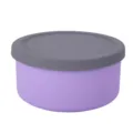 Round silicone food container with grey lid, purple bento lunch box for fruit and vegetable. - 700ml / Purple