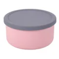 Round silicone food storage box, pink container with grey lid for daily kitchen use. - 1300ML / Pink
