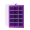Purple 15-grid silicone ice cube tray with transparent lid for DIY home kitchen use - 15 Compartments (With Lid) / Purple