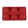 Red 6-cavity silicone half sphere mold for DIY chocolate jelly baking and daily pastry making. - Red