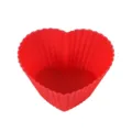 Molde de silicona rojo en forma de corazón, taza flexible para magdalenas, pasteles y postres. - Corazón (Fondo Corazón) / Fondo Corazón / Rojo