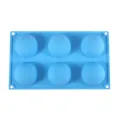 Blue 6-cavity silicone half sphere mold for baking, chocolate, jelly and DIY craft use. - Blue