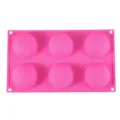 Large 6-hole silicone semi-circular mold for chocolate jelly pudding baking supplies. - Rose Red