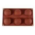 Large 6-hole silicone half sphere mold for chocolate jelly pudding baking DIY crafts. - Brown