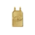 Gold evil eye pendant charm, detailed sunburst design metal DIY jewelry accessory closeup. - Evil Eye Pattern (L202642-2) / Gold