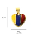 Ciondolo a cuore placcato in oro con smalto colorato rosso blu giallo dettagli - Stile Cuore (03) / 28.8x15mm