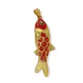 Gold-plated brass red enamel koi fish pendant charm for DIY necklace jewelry accessories. - Red