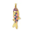 Gold Plated Brass Colorful Enamel Fish Pendant Charming DIY Necklace Jewelry Findings - Purple