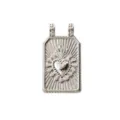Detalle de colgante corazón sagrado plateado, abalorio de joyería DIY de metal. - Patrón de Sagrado Corazón (L202642-2) / Plateado