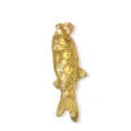 Gold fish pendant detail close-up, carp charm design, jewelry DIY accessory for necklace. - Gold