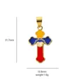 Ciondolo croce placcato oro smalto bandiera gioiello charm con dimensioni e peso. - Stile Croce Cuore (07)