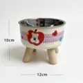 Gamelle surélevée pour animal avec support en bois et bol inox, diamètre 12 cm, hauteur 10 cm. - Bol Surélevé Chien Pomme
