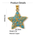 Verguld Koperen Zeester Hanger Blauw Geëmailleerd voor DIY Ketting Sieraad 32.5mm - Hemelsblauw