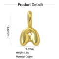 Puffy letter pendant 18k gold plated brass DIY jewelry necklace bracelet accessory stylish - Gold Style A
