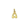 Gold puffy letter A pendant detail close-up, shiny metallic charm for DIY necklaces. - Letter A