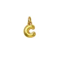 Gold plated puffy letter c charm detail, cute alphabet pendant for diy jewelry making. - Letter C