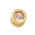 Close-up detail of the 18k gold plated DIY charm bead with sparkling cubic zirconia stone. - L / April (White)