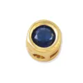 Detailed close-up of a gold-plated DIY charm bead featuring a sparkling dark blue zirconia stone. - September (Sapphire Blue)