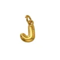 Goldener gepuffter Buchstabe J Anhänger Detailaufnahme süßes Alphabet Schmuckzubehör für Halskette - Buchstabe J