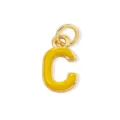 Ciondolo con lettera C in metallo dorato e smalto giallo per accessori gioielli fai da te. - Lettera C