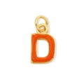 Ciondolo lettera D in smalto arancione placcato oro per bracciale collana gioielli fai da te. - Lettera D