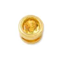 Detail shot of round yellow zirconia gemstone bead set in gold plated metal, ideal for DIY jewelry. - November (Yellow)
