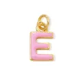 Ciondolo lettera E smaltato rosa con bordo dorato per gioielli DIY bracciali e collane. - Lettera E