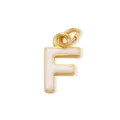Ciondolo lettera F in smalto bianco con bordo dorato per accessori bracciale collana DIY. - Lettera F