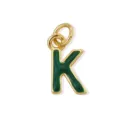 Ciondolo lettera K in smalto verde dorato charms per collane e bracciali gioielli fai da te. - Lettera K / Oro 18K