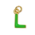 Ciondolo lettera L smalto verde placcato oro charm per collana braccialetto fai da te - Taglia L / Oro 18K