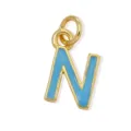 Ciondolo con lettera N smaltato azzurro placcato oro per creazione di gioielli DIY collane. - Lettera N / Oro 18K