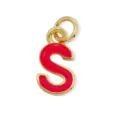 Ciondolo con lettera S in smalto rosso placcato oro accessorio fai da te per collane bracciali. - Taglia S / Oro 18K