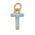 Ciondolo con lettera T in smalto azzurro placcato oro per creazione di gioielli fai da te. - Lettera T / Oro 18K