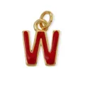 Ciondolo Lettera W Smaltato Oro E Rosso Accessorio Per Collana E Bracciale Fai Da Te - Lettera W / Oro 18K