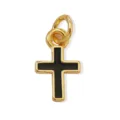 Ciondolo a croce dorato con inserto in smalto nero elegante accessorio gioiello DIY. - Croce Nera / Oro 18K