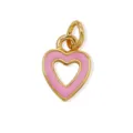 Primo piano di ciondolo a forma di cuore smaltato rosa dorato per creazione gioielli fai da te. - Cuore Rosa / Oro 18K