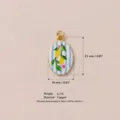 Ciondolo ovale in rame con stampa di limoni e fiori su sfondo a righe blu e bianche - Ciondolo Limone Fiore Bianco / Ciondolo Solo (Senza Catena)