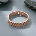 Bracelet minimaliste en acier titane doré rose style bracelet de montre, poli - Style Bracelet de Montre 3 Maillons Barre Droite / 10mm / Or rose