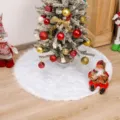 Premium white plush faux fur Christmas tree skirt for festive holiday home decoration - 90cm pure white plush