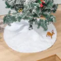 Premium pure white plush Christmas tree skirt variant crafted from soft faux fur material - 48cm