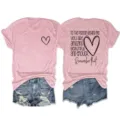 Maglietta casual rosa da donna con stampa a cuore e scritta motivazionale sul retro - Taglia S / Rosa (Grafica Nera)