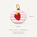 Stainless steel strawberry pendant with pink stripes for DIY jewelry making accessories - Round Pink White Stripe Pendant (Single-Sided Print) / Pink and White Striped Strawberry