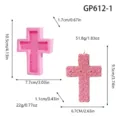 Dimensiones del molde de silicone rosa con forma de cruz y texturas de rosas. - Cruz de Rosas (GP612-1)