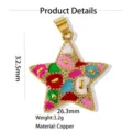 Vergoldeter Kupfer bunter Emaille Stern Anhänger DIY Halskette Schmuck Detail Ansicht - bunt