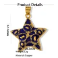 Exquisiter Kupfer 18K vergoldeter blauer Stern Emaille Anhänger Detail, stilvoller Schmuck. - Blau