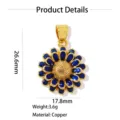 Gold-plated copper blue enamel sunflower pendant necklace charm for women jewelry gifts. - Pendant Only / Blue
